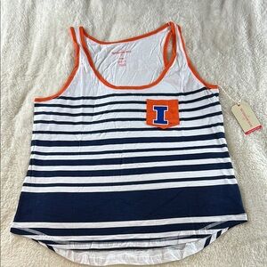 Wishbone Fighting Illinois Striped Tank Top - Orange, White, and Navy